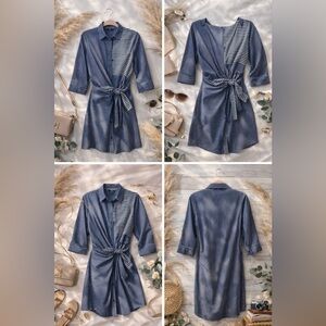 Elegant Blue Striped Women's dress